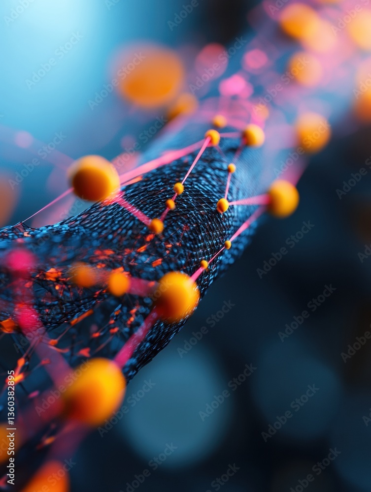 Poster Quantum Mesh Connectivity Next-Gen Decentralized Network Visualization with Neon Cyberpunk Aesthetic - Emerging Tech Infrastructure Innovation