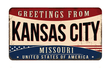 Greetings from Kansas City vintage rusty metal sign