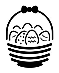 Basket of Easter Eggs Easter stencil for cookies or painting eggs - vector template for cutting. Basket of Easter Eggs