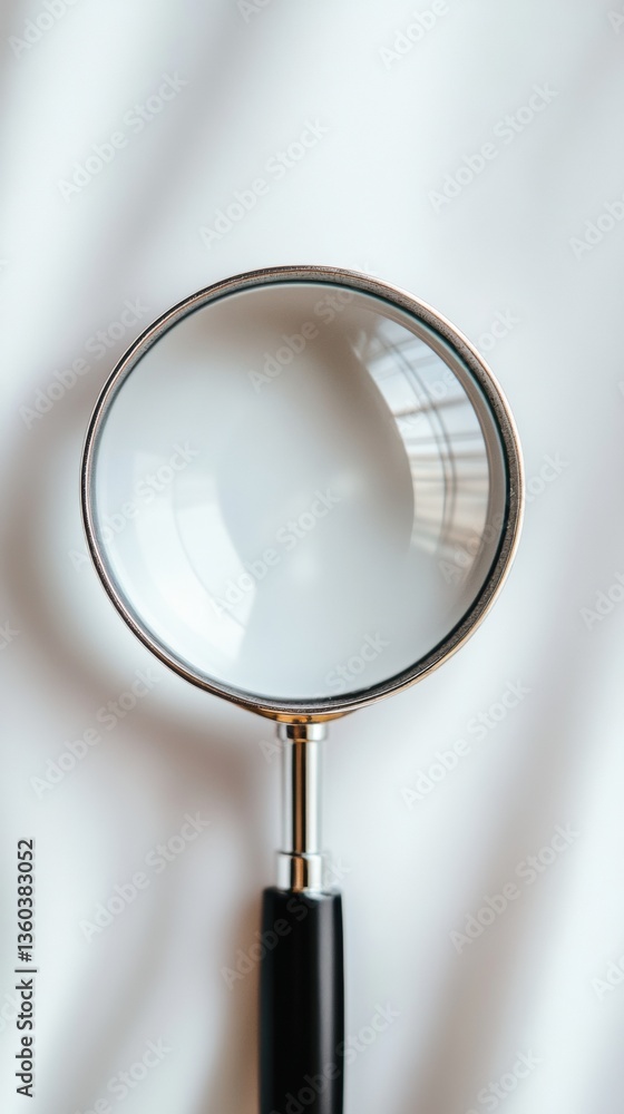 Poster minimalist research tool sleek magnifying glass in high-contrast monochrome - precision investigativ
