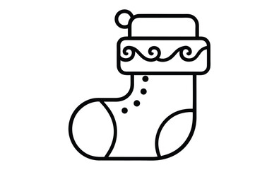 Christmas stocking silhouette, Christmas sock silhouette vector, Christmas stocking, Christmas stocking icon  