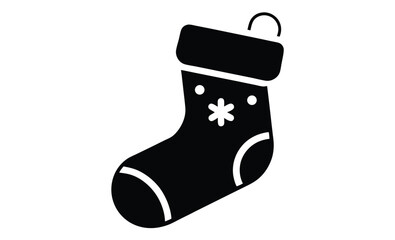 Christmas stocking silhouette, Christmas sock silhouette vector, Christmas stocking, Christmas stocking icon  