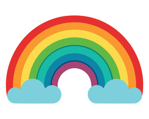 Colorful Rainbow with Clouds. Symbol of Hope and Joy