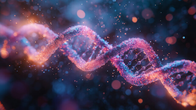 Sci-fi DNA chromosome model with plasma energy running through, ultra-detailed, biotechnological evolution, cinematic lighting
