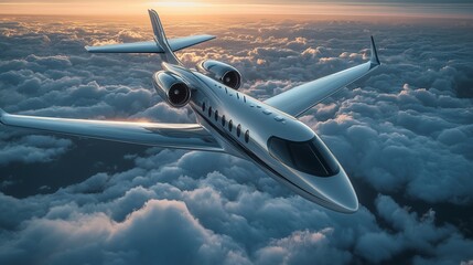 Elegant private jet with soft fur upholstery, sleek minimalist design, combining luxury travel with plush comfort