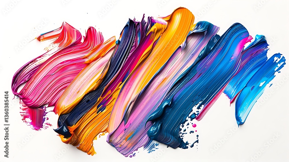 Poster colorful strokes of art: a vibrant display of thick, textured brushstrokes in an array of captivatin