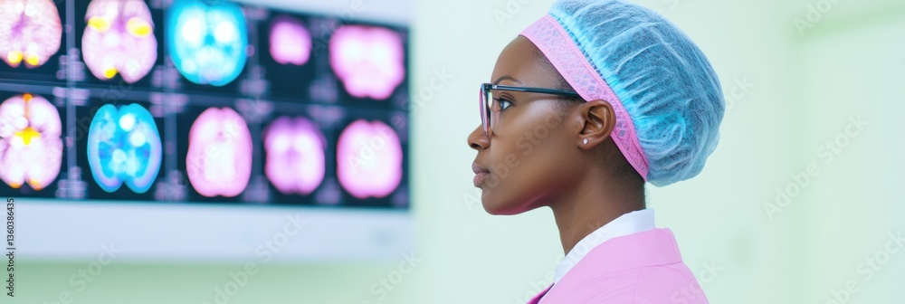 Aufkleber precision medtech insights ai-driven neurological research with diverse professional analyzing advan