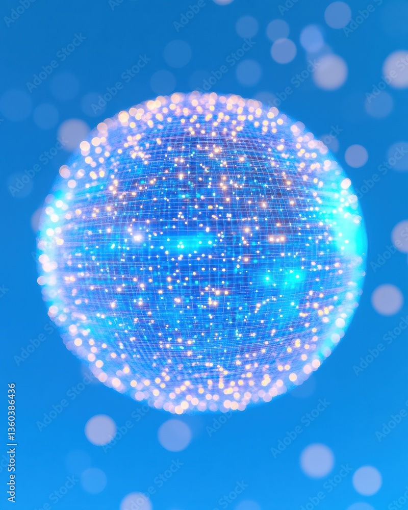 Poster Quantum Nexus Luminescent Digital Sphere Visualizing Global Network Connectivity, Technological Innovation, and Futuristic Data Ecosystem Dynamics