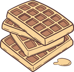 Golden Brown Waffles on Plate with Crispy Texture