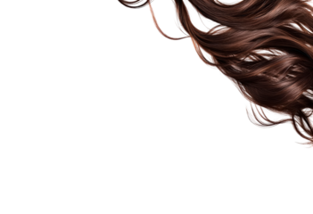 Flowing brown hair strands isolated on transparent background