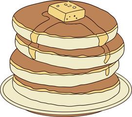 Stack of Fluffy Pancakes Drizzled with Syrup and Butter