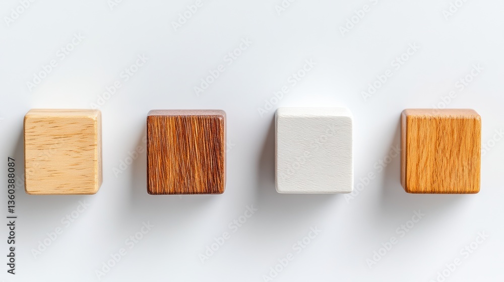 Poster Minimalist Project Management Workflow Wooden Progress Blocks Visualizing Strategic Task Completion in Modern Business Performance Optimization