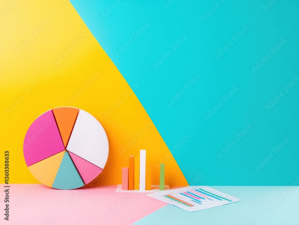 Poster Vibrant Data Visualization Minimalist Business Analytics with Pop Color Palette - Innovative Financial Reporting for Digital-First Strategy and Creative Market Insights