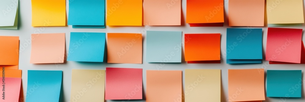 Poster Agile Workflow Revolution Minimalist Color-Coded Productivity Strategy with Modular Sticky Notes - Dynamic Project Management Visualization for Digital Transformation Era