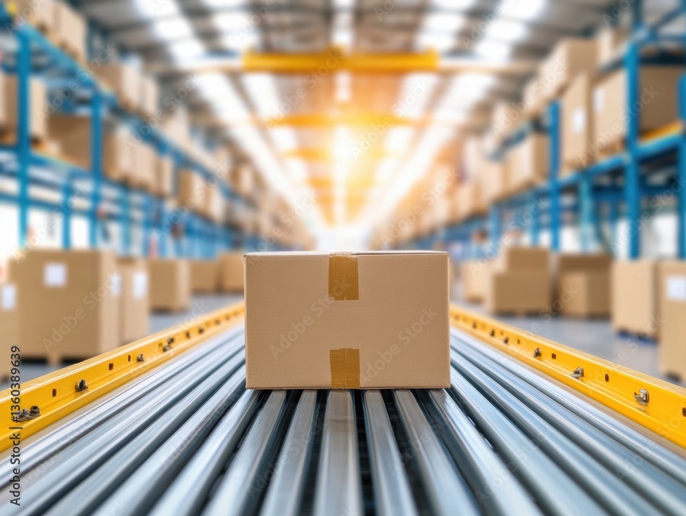 Poster ai-driven logistics revolution smart warehouse automation with high-tech conveyor tracking - next-ge