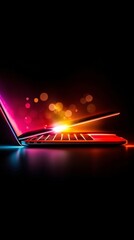 Laptop glows vibrant colors