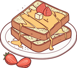 Delicious French Toast with Strawberries and Whipped Cream