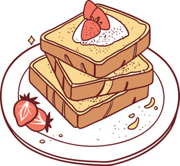 Delicious French Toast with Strawberries and Whipped Cream