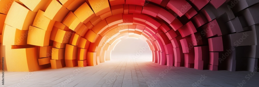 Poster Geometric Gradient Tunnel Immersive AI-Powered Visual Navigation Strategy Revealing Transformative Decision Pathways in Emerging Digital Landscape Design