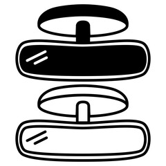car rear view mirror icon, simple flat style, illustration, logo sign symbol pictogram template, for ui or ux isolated on white for mobile app, editable