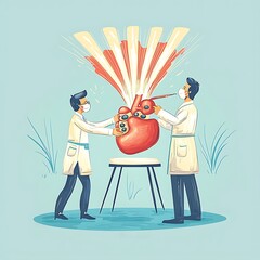 Scientists Examining Exploding Heart.
