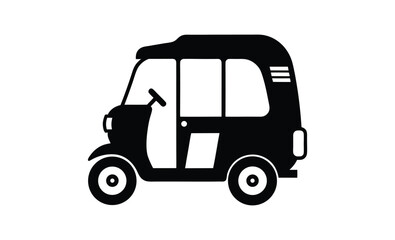 Auto rickshaw vector silhouette, Auto Rickshaw line art drawing, Classic auto rickshaw outline vector 