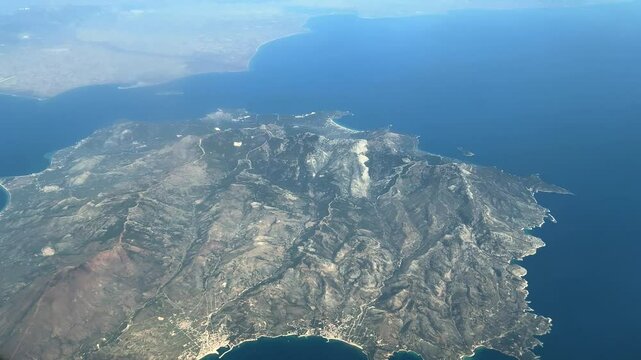 Aeria lvideo of the coastal part of Greece from the Mediterranean Sea