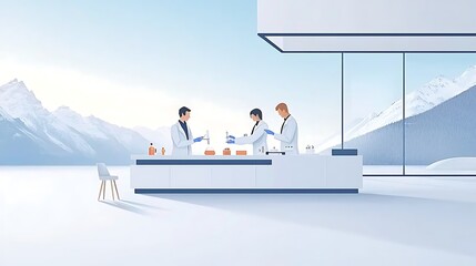 Scientists research lab mountain view.