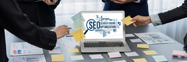 SEO search engine optimization for brisk e-commerce and online retail business showing on computer...