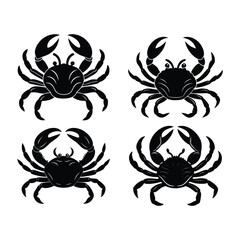 Fototapeta premium A set of crab silhouette vector art illustration