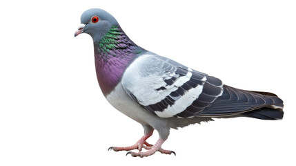 Fototapeta premium Elegant Grey Pigeon Standing Gracefully Isolated on White Background