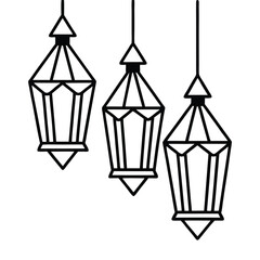 Minimalist Ramadan Kareem Lanterns line art vector illustration