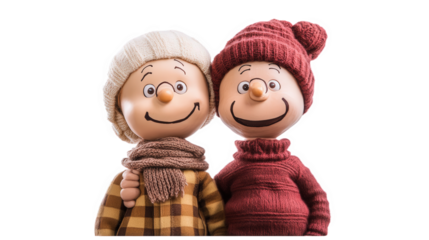 Two Cartoon Characters in Winter Outfits