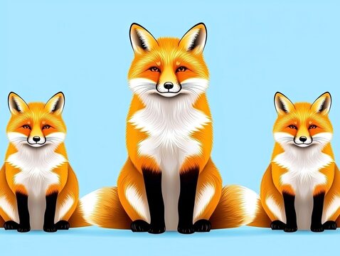 Three foxes seated