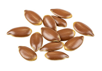 Fototapeta premium Several scattered flax seeds isolated on transparent background