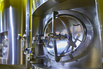 Stainless Steel Brewing Tanks in a Brewery