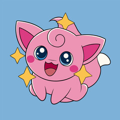 A cute pink piglet cartoon vector illustration with a happy smile