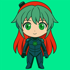 A funny cartoon zombie kid with a wide, silly smile