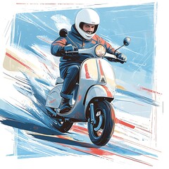 Scooter Rider Winter City Speed.