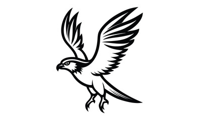 Osprey hawk bird silhouette, osprey bird, osprey silhouette vector, hawk osprey bird vector illustration