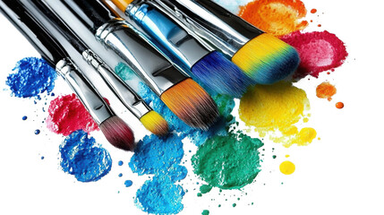 Obraz premium Colorful Paintbrushes and Splatter Art
