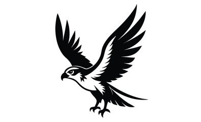Osprey hawk bird silhouette, osprey bird, osprey silhouette vector, hawk osprey bird vector illustration