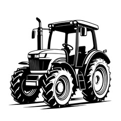  Black Tractor Outline SVG Vector Illustration
