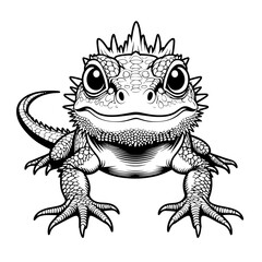  Cute Bearded Dragon SVG Vector Outline