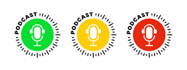 Podcast badge. Broadcast logo concept