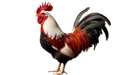 Fototapeta premium Majestic Rooster Standing Proud, Isolated on White Background 