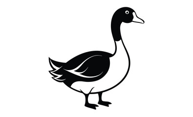 Goose bird icon silhouette, Goose line art vector, goose outline icon  