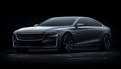 Sleek Electric Sedan with Dark Studio.