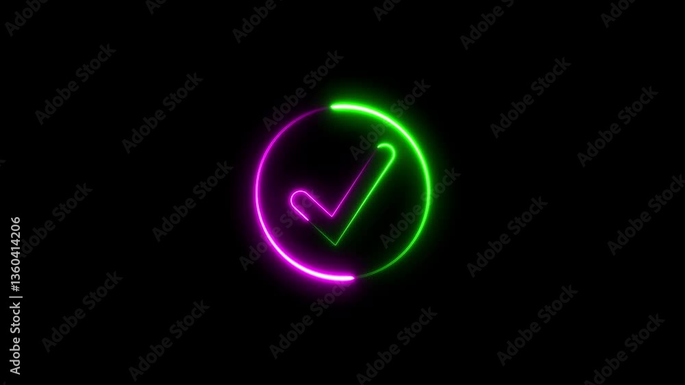 Poster impel tick mark animation with black background. check mark animation icon. approved tick mark icon 