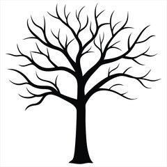 Obraz premium Silhouette vector of a tree with roots and branches